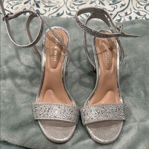 Kelly & Katie Silver Heels with Stiletto and Ankle Strap